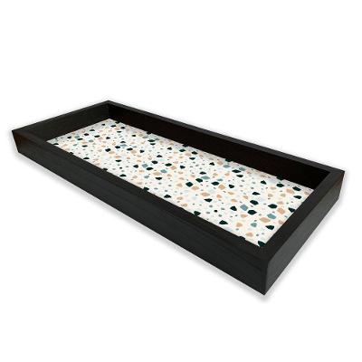 Bandeja Preta Com Gravura Impermeável "Granilite" 34X14X3Cm
