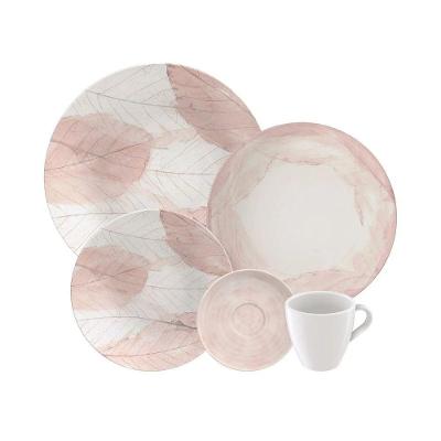 Aparelho De Jantar Tramontina Rosé Em Porcelana Decorada 20 Peças - Casa Dos Fogões