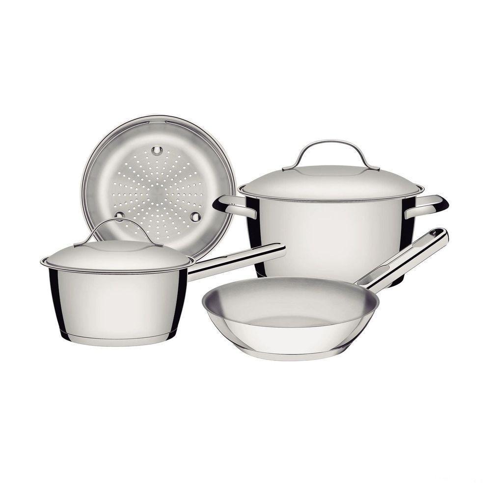 Jogo De Panelas Tramontina Allegra Em Aço Inox Com Fundo Triplo 4 Peças Tramontina - 1