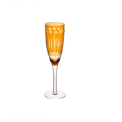 Conjunto 6 Taças Para Champagne De Vidro Lapidadas Elegance Âmbar 150Ml