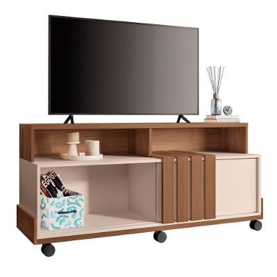 Rack Bancada De Tv 50 Pol 136cm Analu H01 Castanho/off White - Mpozenato