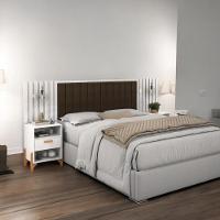 Cabeceira Estofada King Onix Branco E Café Ripado - 1