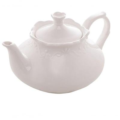 Bule Porcelana Para Café Alto Relevo Branco 780Ml