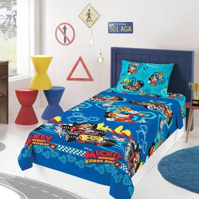 Jogo De Cama Solteiro Mickey Aventura 03 Pçs Azul