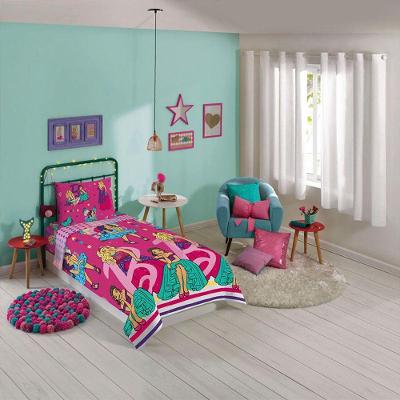 Jogo De Cama Solteiro Barbie Reinos Mágicos 03 Pçs Rosa