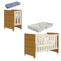 Berço Americano Evolution 4 Em 1 Areia Acetinado Savana Com Colchão Mini E Colchão Americano Gazin - Reller - 1