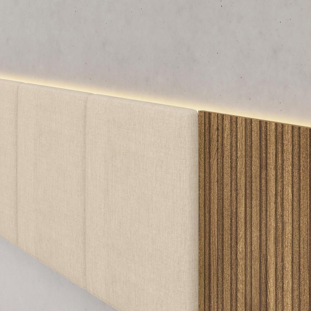 Cabeceira Casal Queen 268cm Com Led Cleo Linho Bege V02 - Mpozenato - 6