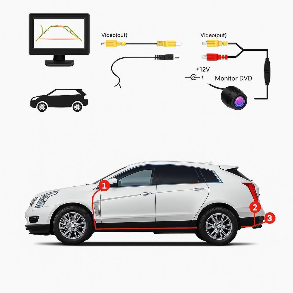 Câmera De Ré Traseira Com Led E Linhas Guias Modelo Borboleta Visão Noturna E Imagem Reversa - 4