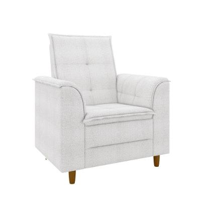 Poltrona Decorativa Estofada Confortável Sala Atenas Bouclê off White