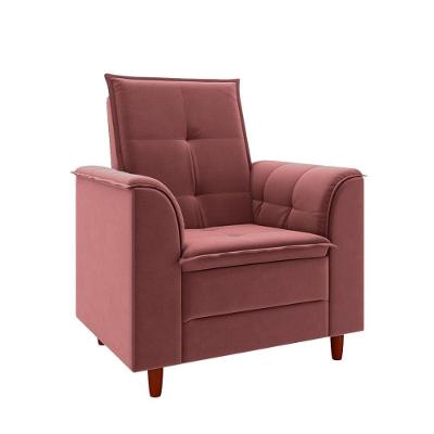 Poltrona Decorativa Estofada Confortável Sala Atenas Veludo Rosê