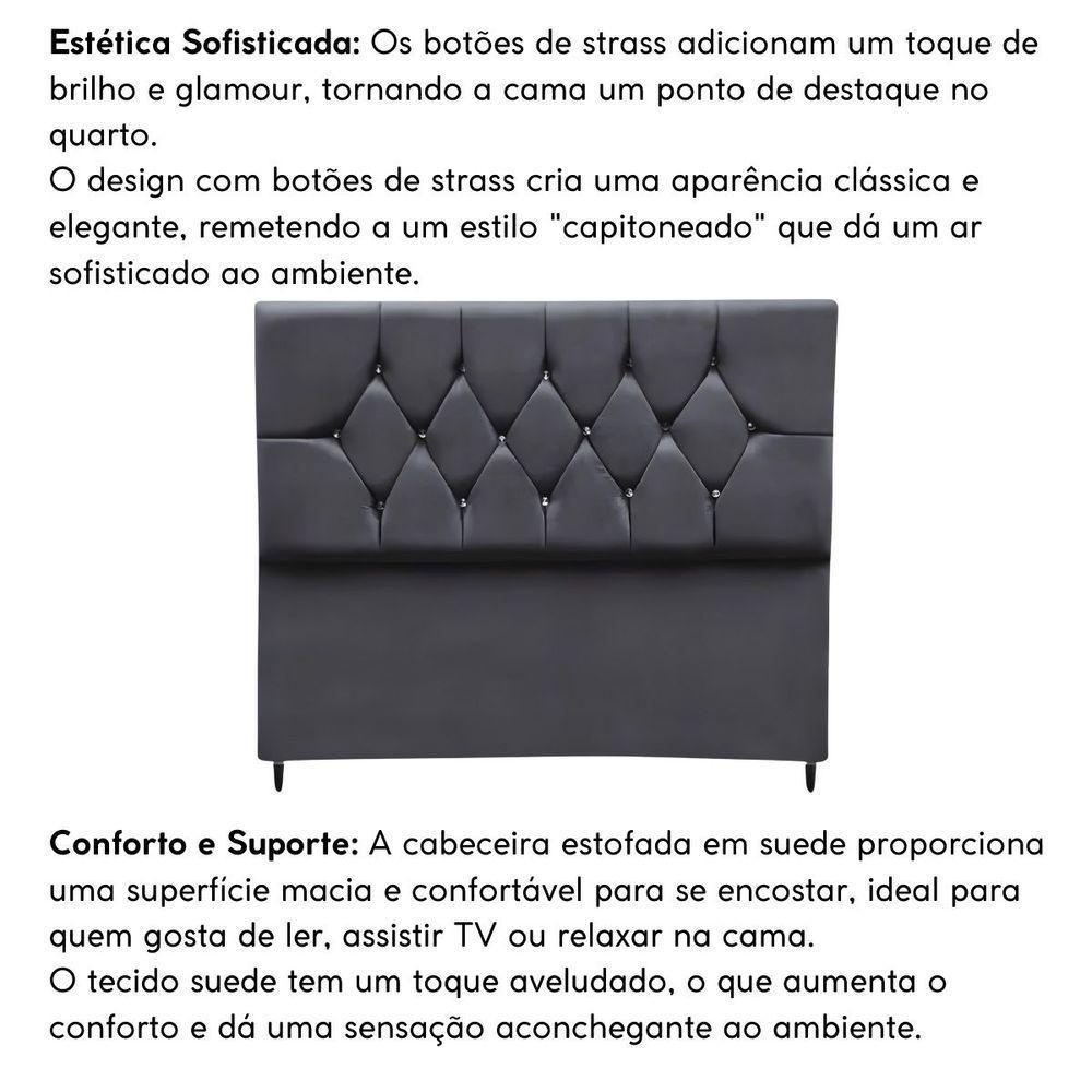 Cabeceira Cama Box Estofada Queen Size 160 Cm Suede Isabela Cinza Escuro - 5