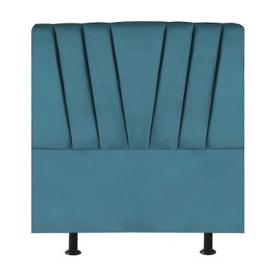 Cabeceira Estofada De Cama Casal Box 140 Cm Louise Suede Azul Turquesa