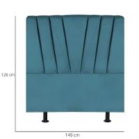 Cabeceira Estofada De Cama Casal Box 140 Cm Louise Suede Azul Turquesa - 3