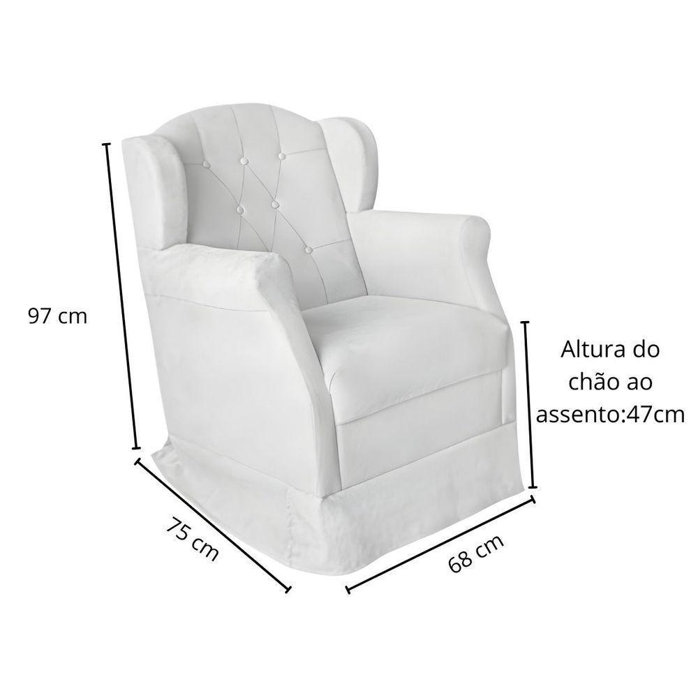 Poltrona Decorativa Amamentação Balanço Puff Bebê Corino Branco - 3
