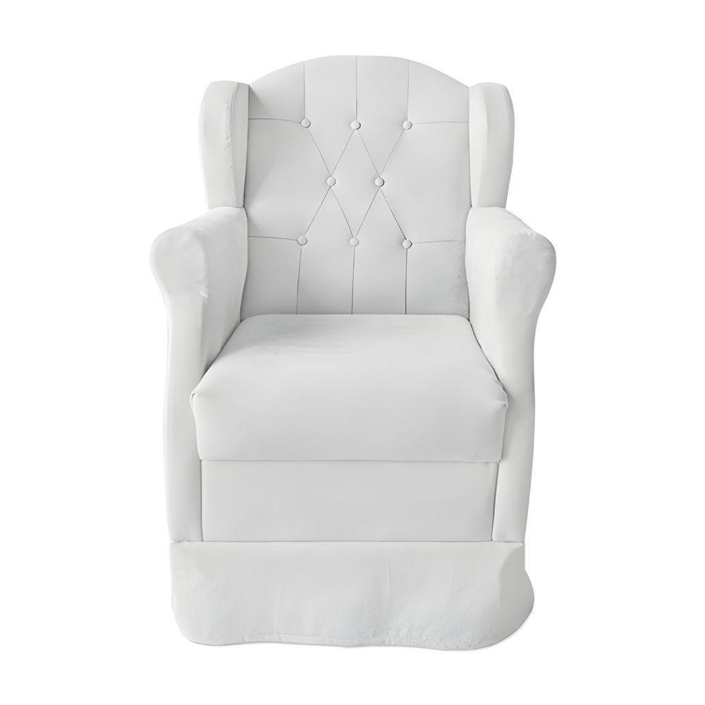 Poltrona Decorativa Amamentação Balanço Puff Bebê Corino Branco - 8