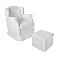 Poltrona Decorativa Amamentação Balanço Puff Bebê Corino Branco - 2
