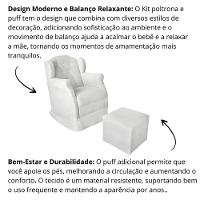 Poltrona Decorativa Amamentação Balanço Puff Bebê Corino Branco - 5