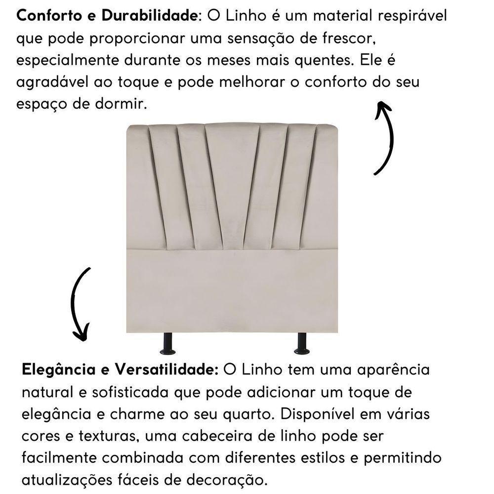 Cabeceira Solteiro Cama Box Estofada 90 Cm Antonella Linho Bege - 5