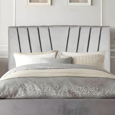 Cabeceira Solteiro Cama Box Estofada 90 Cm Antonella Suede Cinza Claro