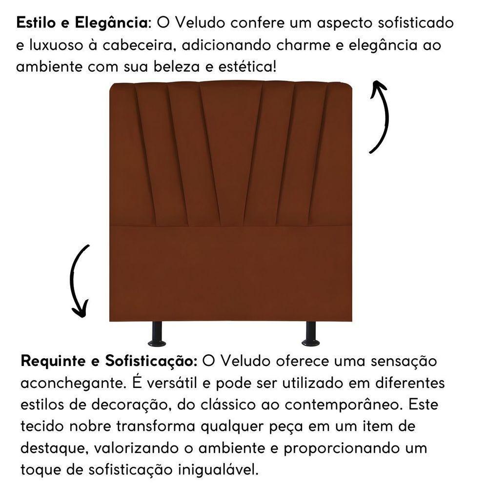 Cabeceira Solteiro Cama Box Estofada 100 Cm Antonella Veludo terracota - 5