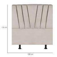 Cabeceira Solteiro Cama Box Estofada 100 Cm Antonella Linho Bege - 3