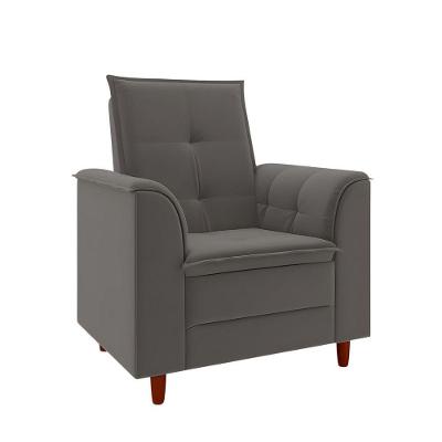 Poltrona Decorativa Estofada Confortável Sala Atenas Suede Cinza