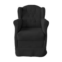 Poltrona Amamentação Com Balanço E Puff Luxo Suede Manuela Preto - 8