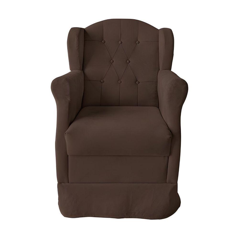 Poltrona Amamentação Com Balanço E Puff Luxo Suede Manuela Marrom - 8