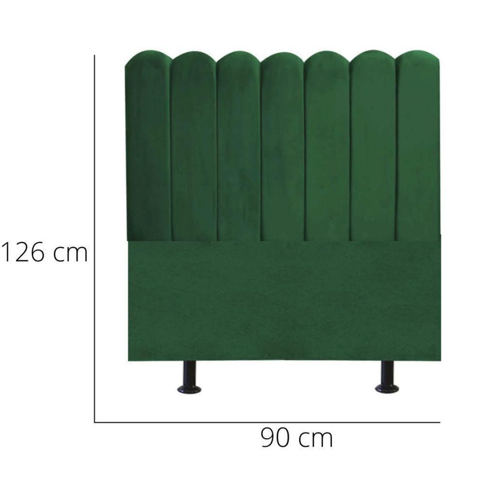 Cabeceira Nuvem Cama Box Solteiro 90 Cm Alanis Suede Verde - 3