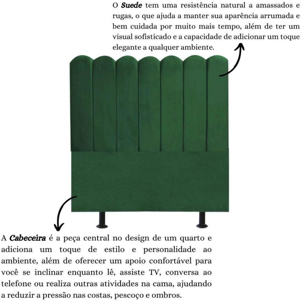 Cabeceira Nuvem Cama Box Solteiro 90 Cm Alanis Suede Verde - 6