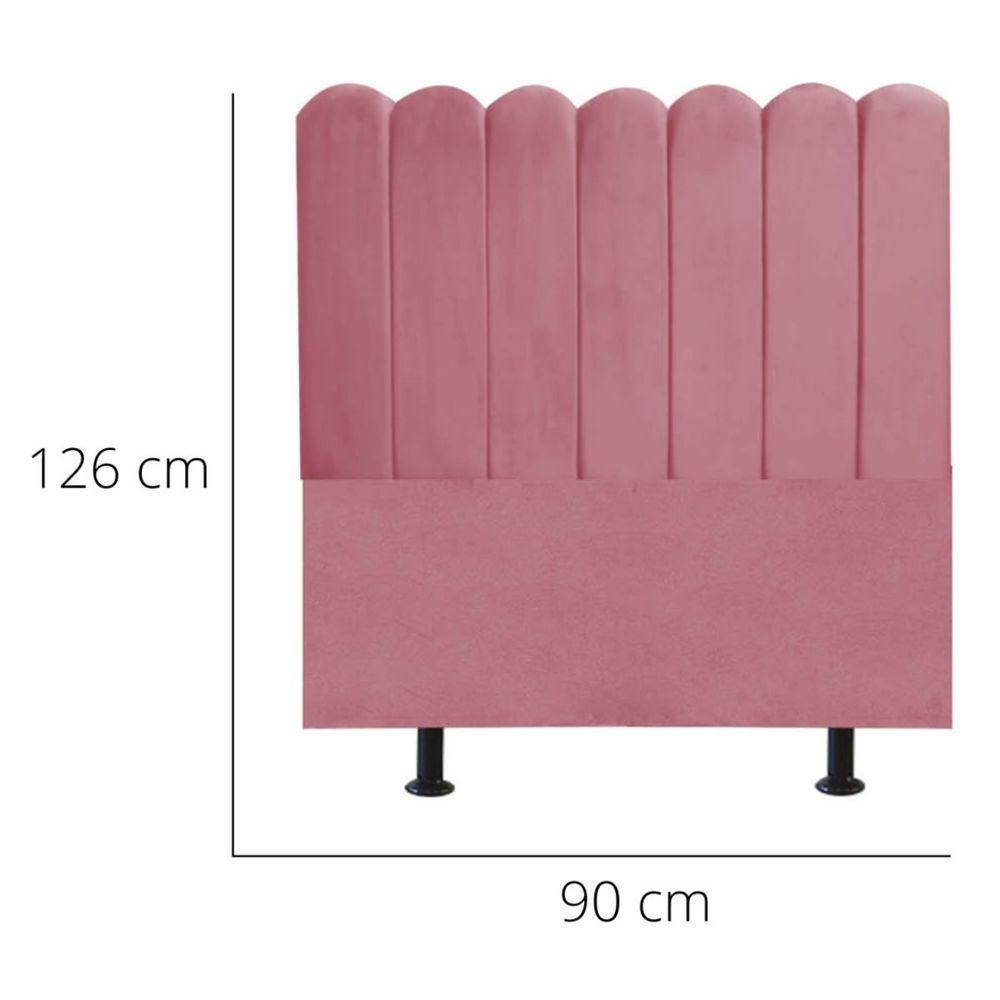 Cabeceira Nuvem Cama Box Solteiro 90 Cm Alanis Suede Rosa - 3