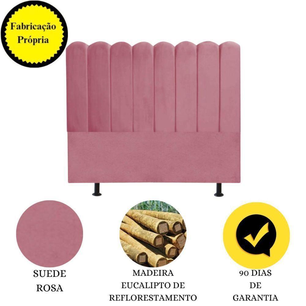 Cabeceira Nuvem Cama Box Solteiro 90 Cm Alanis Suede Rosa - 4