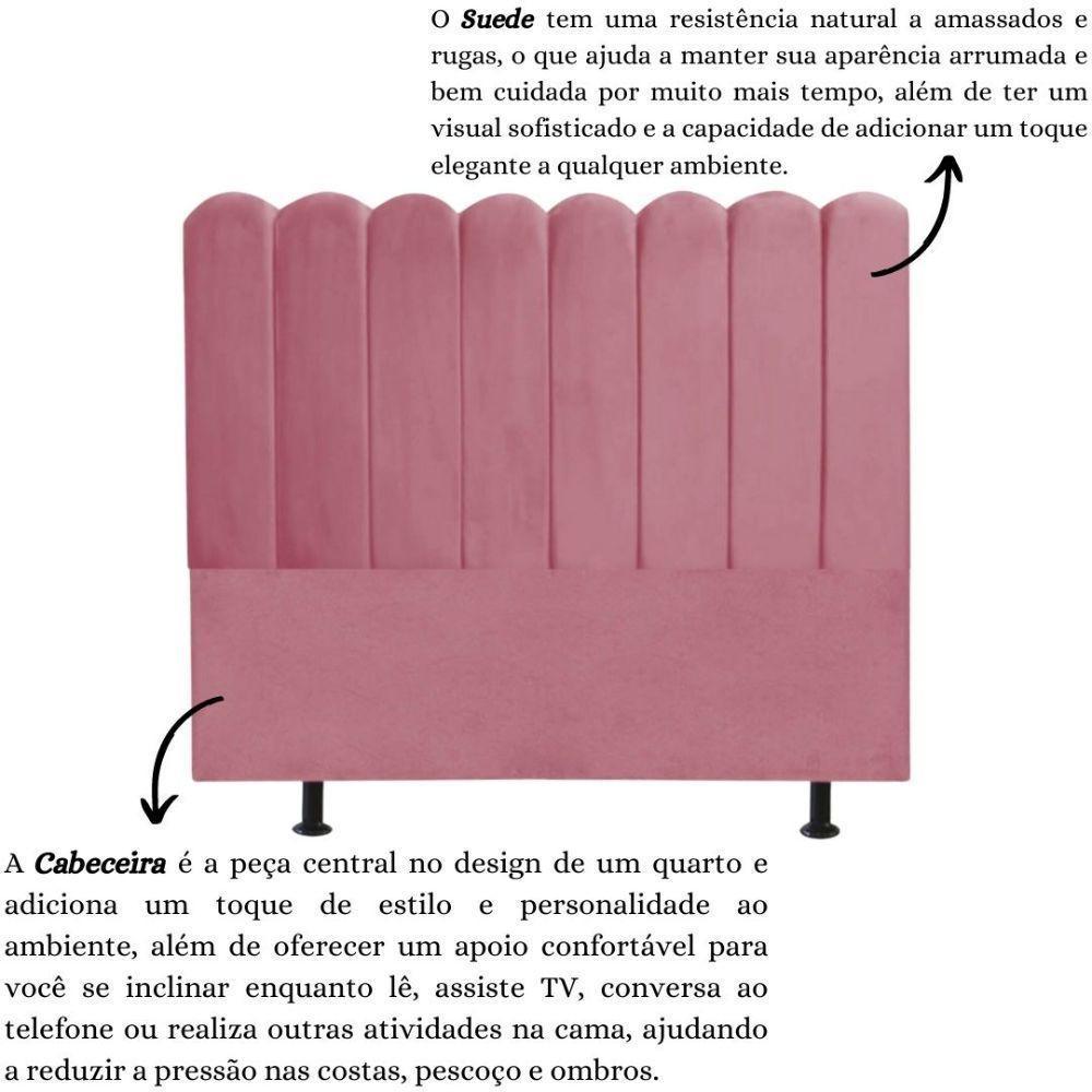 Cabeceira Nuvem Cama Box Solteiro 90 Cm Alanis Suede Rosa - 6