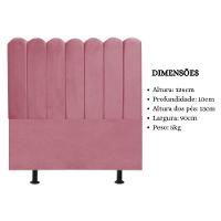 Cabeceira Nuvem Cama Box Solteiro 90 Cm Alanis Suede Rosa - 5