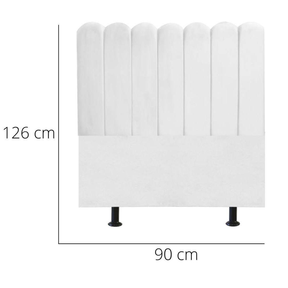 Cabeceira Nuvem Cama Box Solteiro 90 Cm Alanis Suede Branco - 3