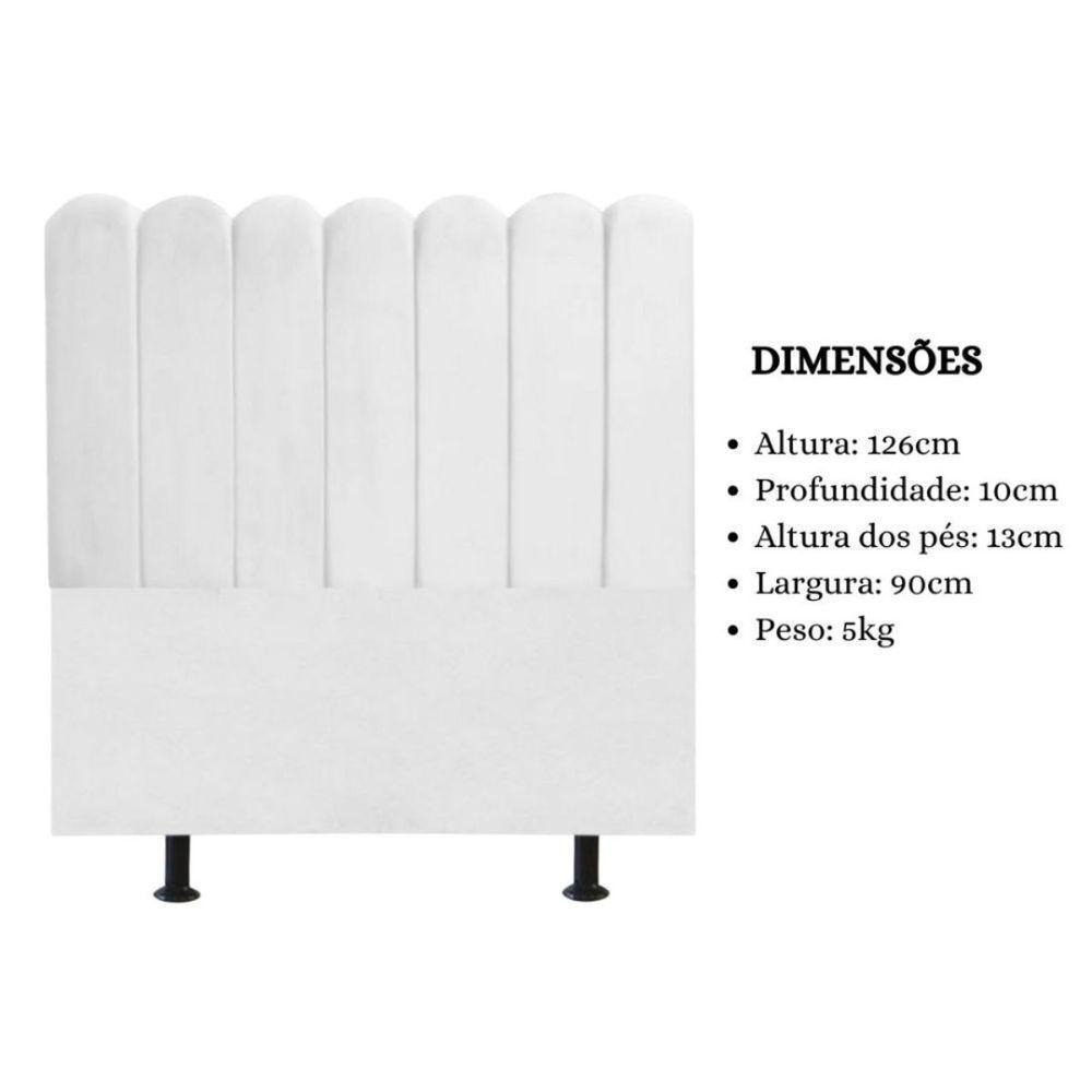 Cabeceira Nuvem Cama Box Solteiro 90 Cm Alanis Suede Branco - 5