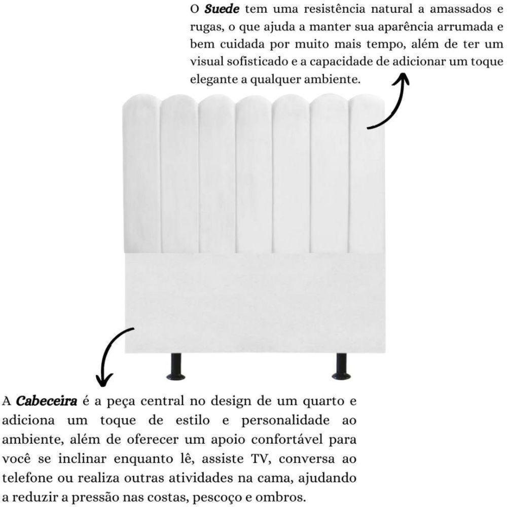 Cabeceira Nuvem Cama Box Solteiro 90 Cm Alanis Suede Branco - 6