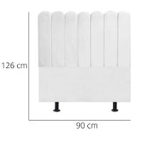 Cabeceira Nuvem Cama Box Solteiro 90 Cm Alanis Suede Branco - 3