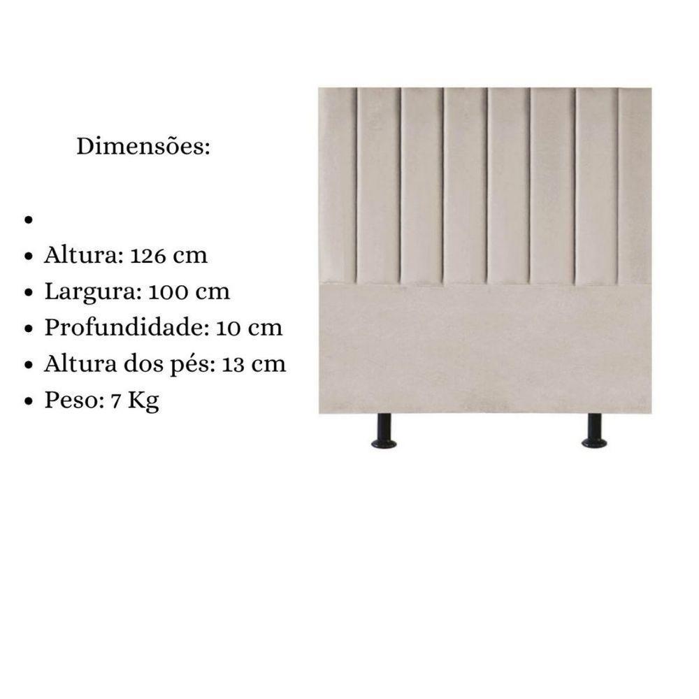 Cabeceira De Cama Solteiro Box 100 Cm Karla Carla Suede Bege - 5