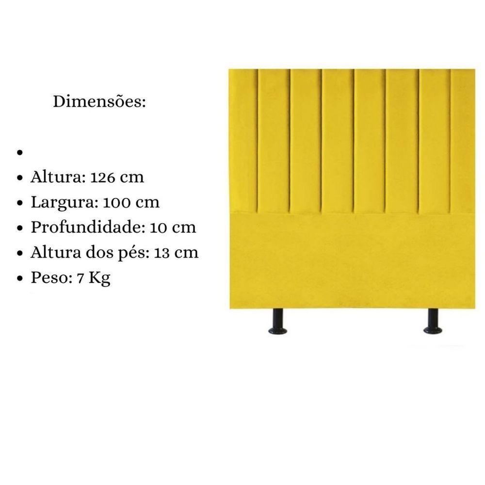 Cabeceira De Cama Solteiro Box 100 Cm Karla Carla Suede Amarelo - 5
