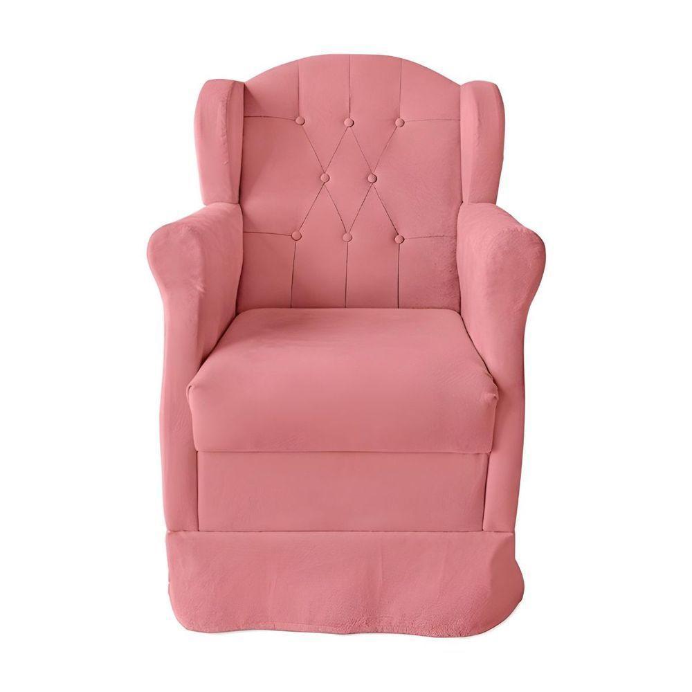 Poltrona Amamentação Com Balanço E Puff Luxo Suede Manuela Rosê - 9