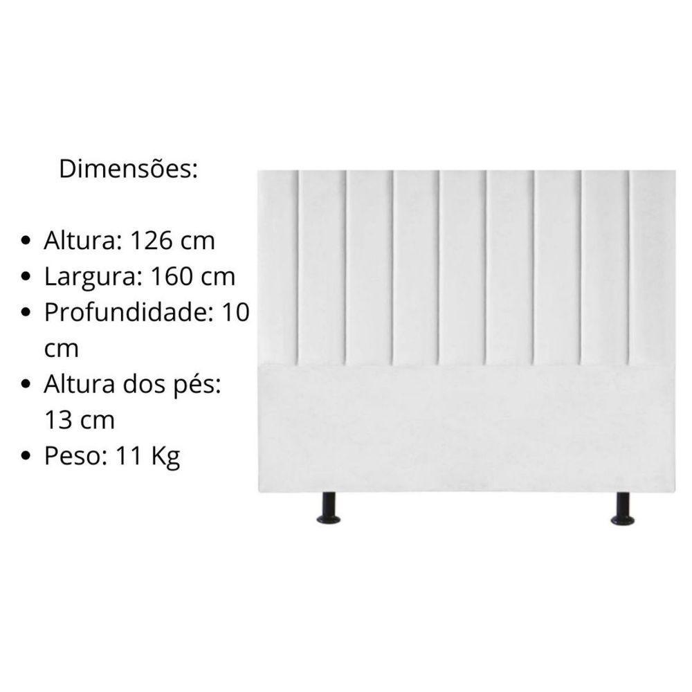 Cabeceira De Cama Queen Box 160 Cm Karla Carla Suede Branco - 2