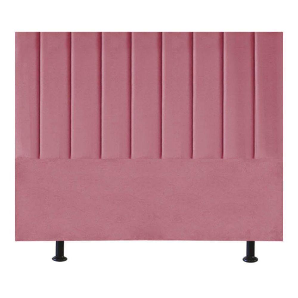 Cabeceira Cama Box King Size Estofada 195 Cm Carla Suede Rosa - 1