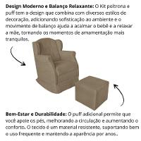 Poltrona Amamentação Com Balanço E Puff Luxo Suede Manuela Bege Escuro - 7