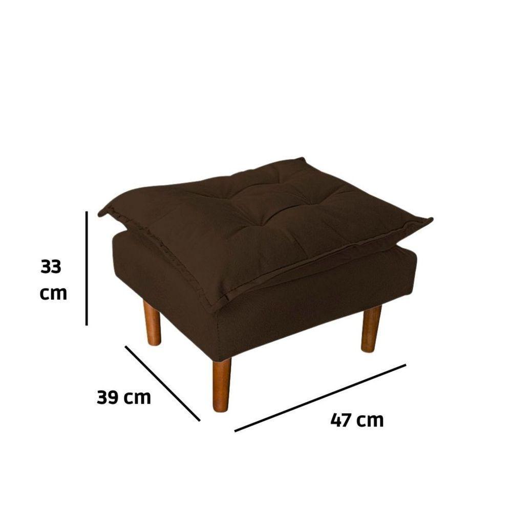 Poltrona De Amamentação Loana Com Puff Suede Marrom Escuro - 4