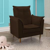 Poltrona De Amamentação Loana Com Puff Suede Marrom Escuro - 7