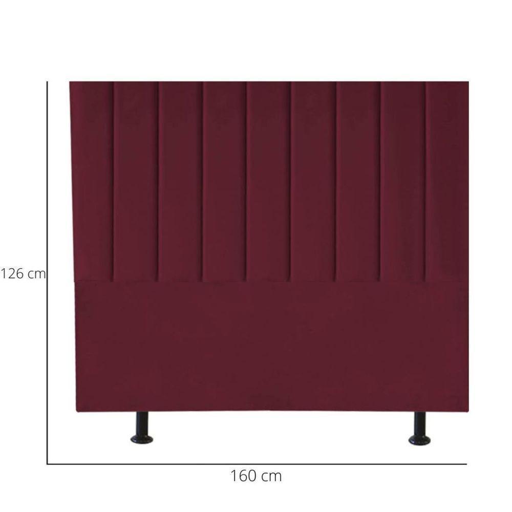 Cabeceira De Cama Queen Box 160 Cm Karla Carla Suede Bordô - 3