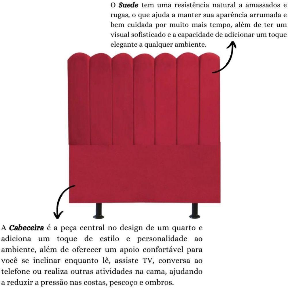 Cabeceira Nuvem Cama Box Queen 160 Cm Alanis Suede Vermelho - 6