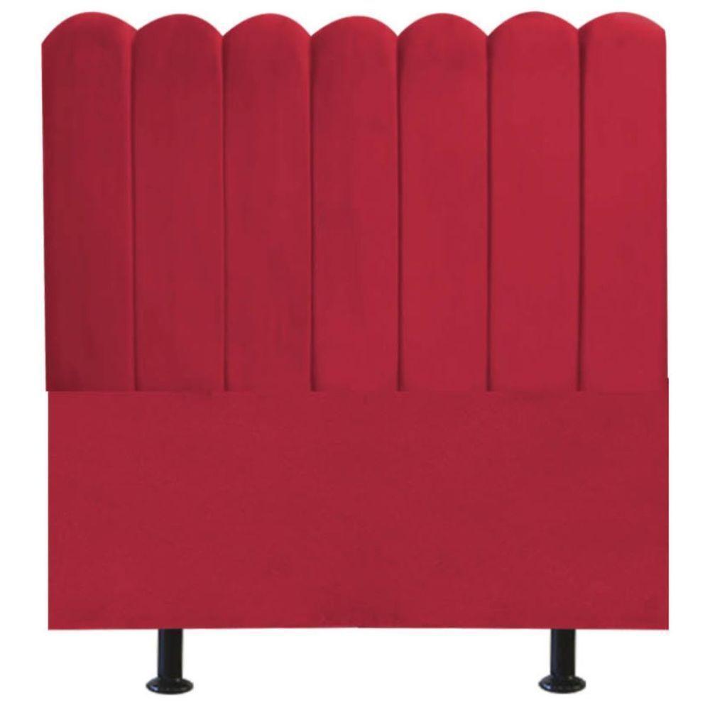 Cabeceira Nuvem Cama Box Solteiro 90cm Alanis Suede Vermelho - 1