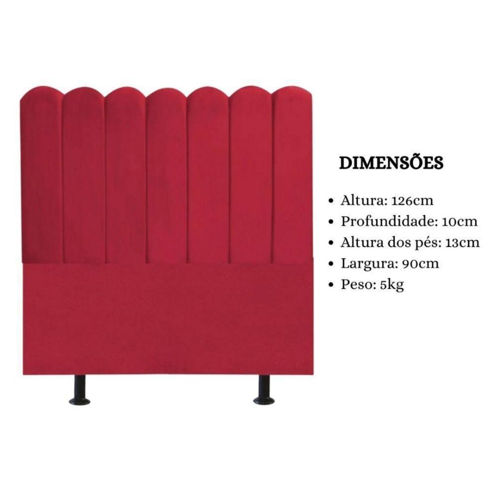 Cabeceira Nuvem Cama Box Solteiro 90cm Alanis Suede Vermelho - 5